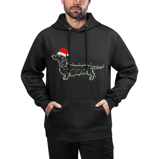 Dachshund Christmas Lights Santa Hat Xmas Dog Lover Machine Washable Hoodie