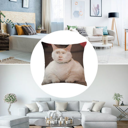 Nicolas Cage Cat Linen Throw Pillow Cover