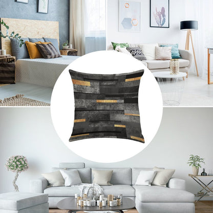 Urban Black & Gold Linen Throw Pillow Cover