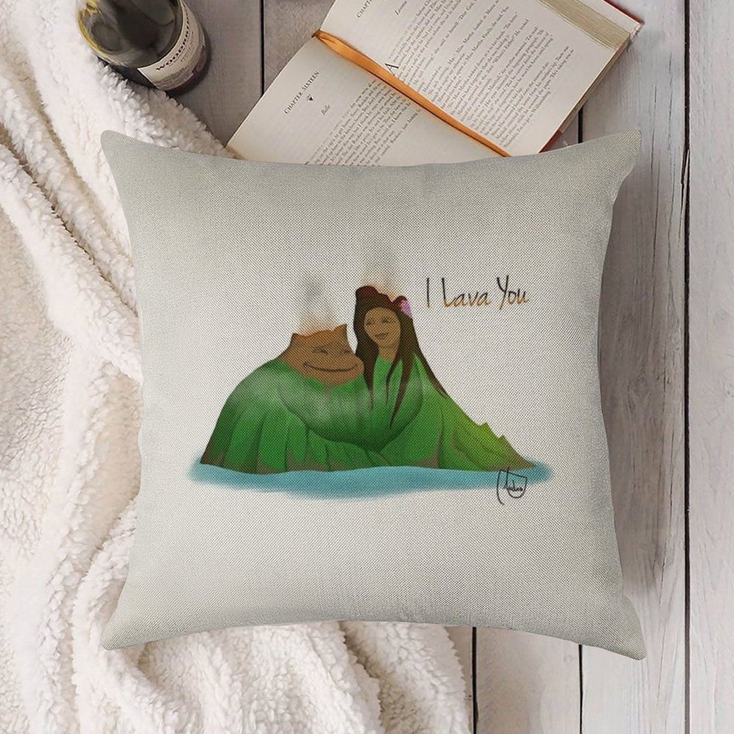 I Lava You Linen Throw Pillow Cover