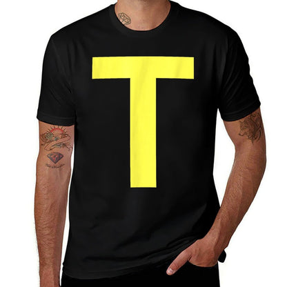 Letter T in Yellow on Green Costume Halloween Party Comfortable T-Shirt