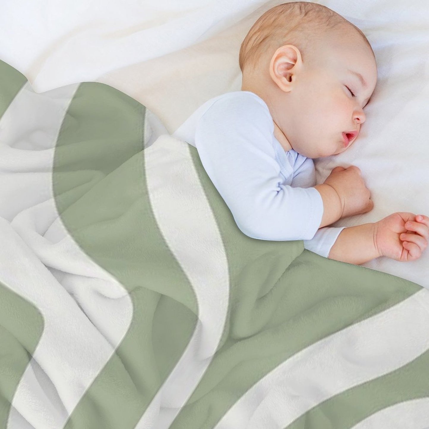 Liquid Swirl Abstract Pattern in Sage Green And Nearly White Throw Blanket