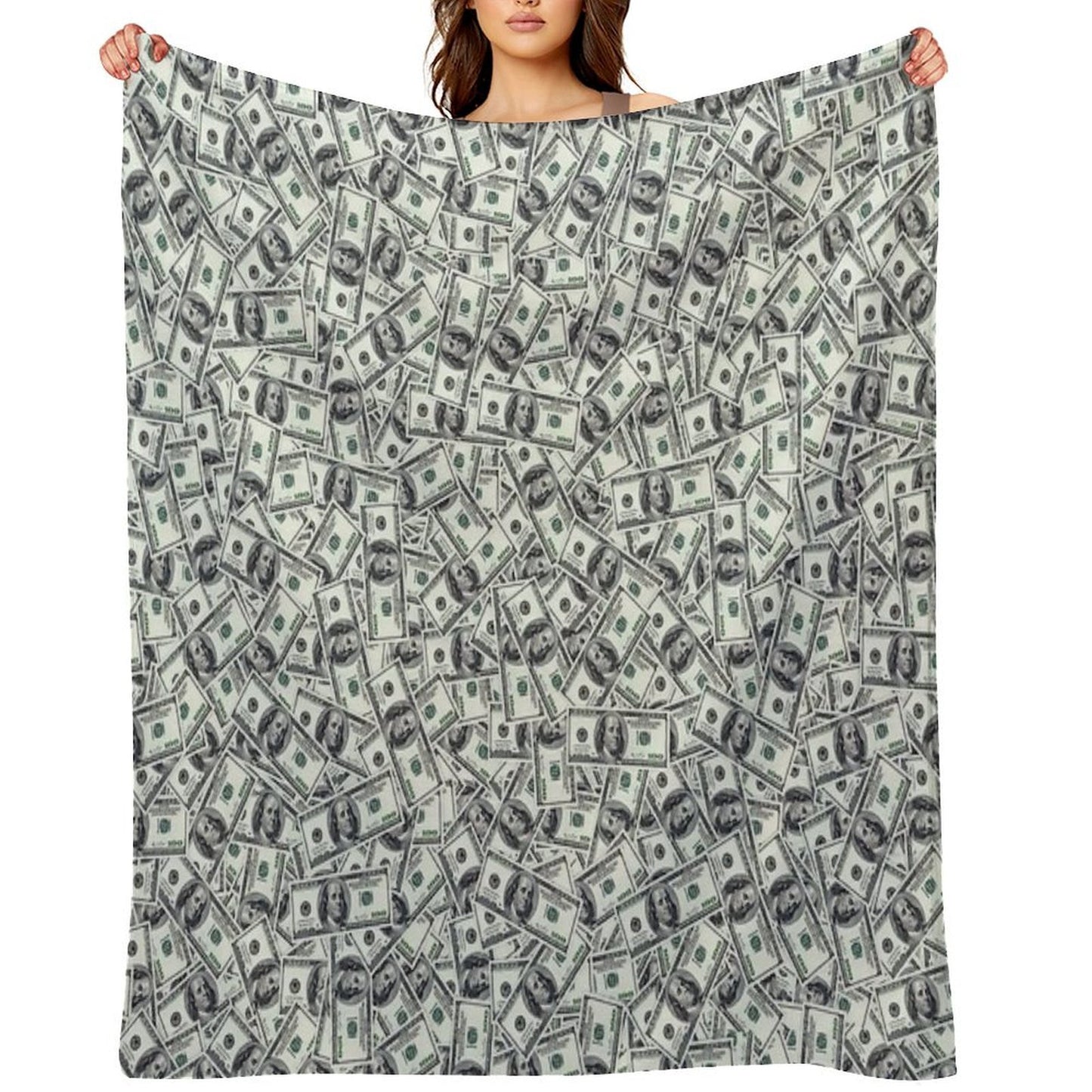Giant Money Background 100 Dollar Bills Throw Blanket