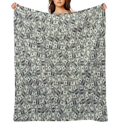 Giant Money Background 100 Dollar Bills Throw Blanket