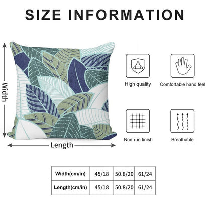 Leaf Wall  Navy Blue Pine And Sage Green Leaves Mint Lines Soft Gift Ready Throw Pillow
