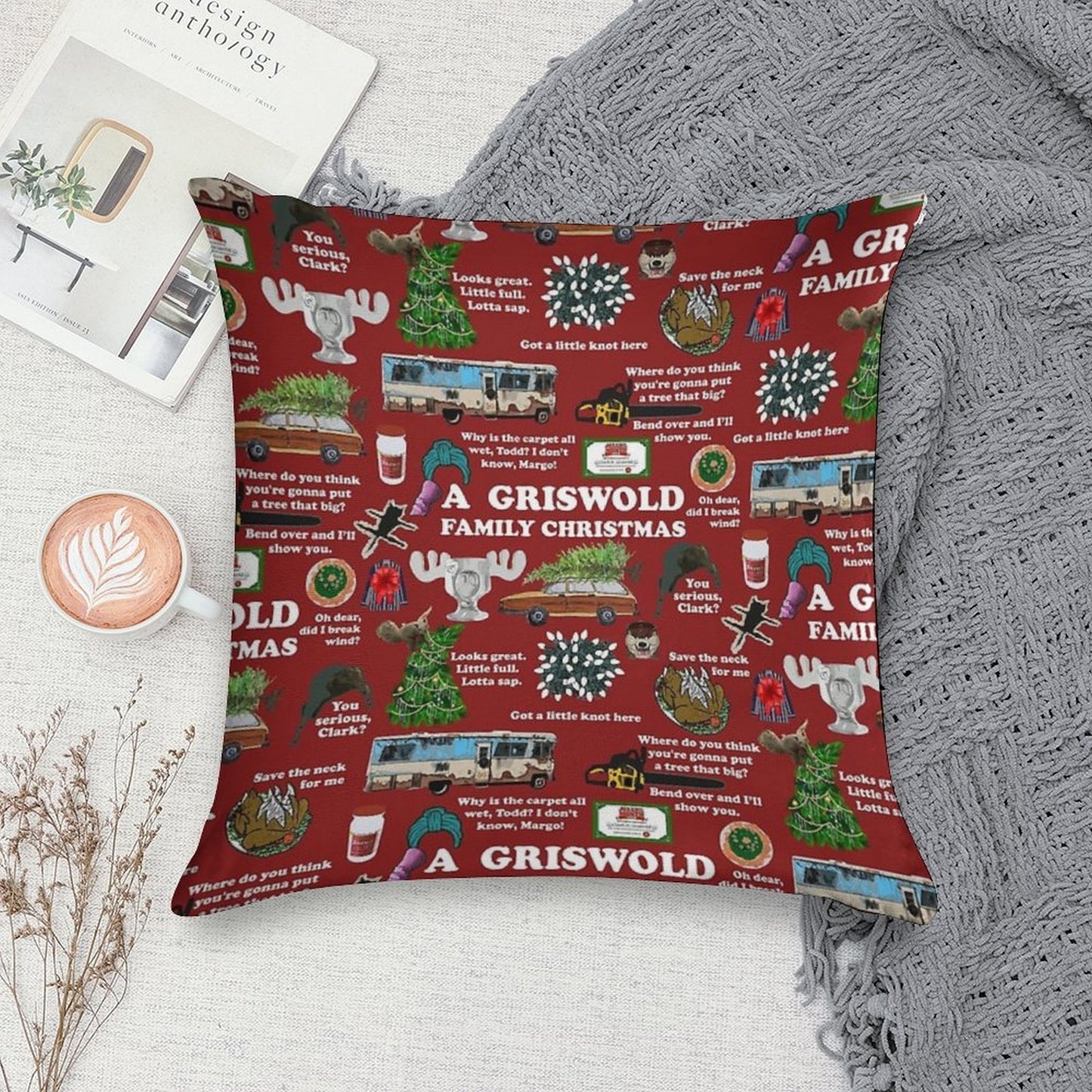 Christmas Vacation Collage Soft Luxury Feel Throw Pillow