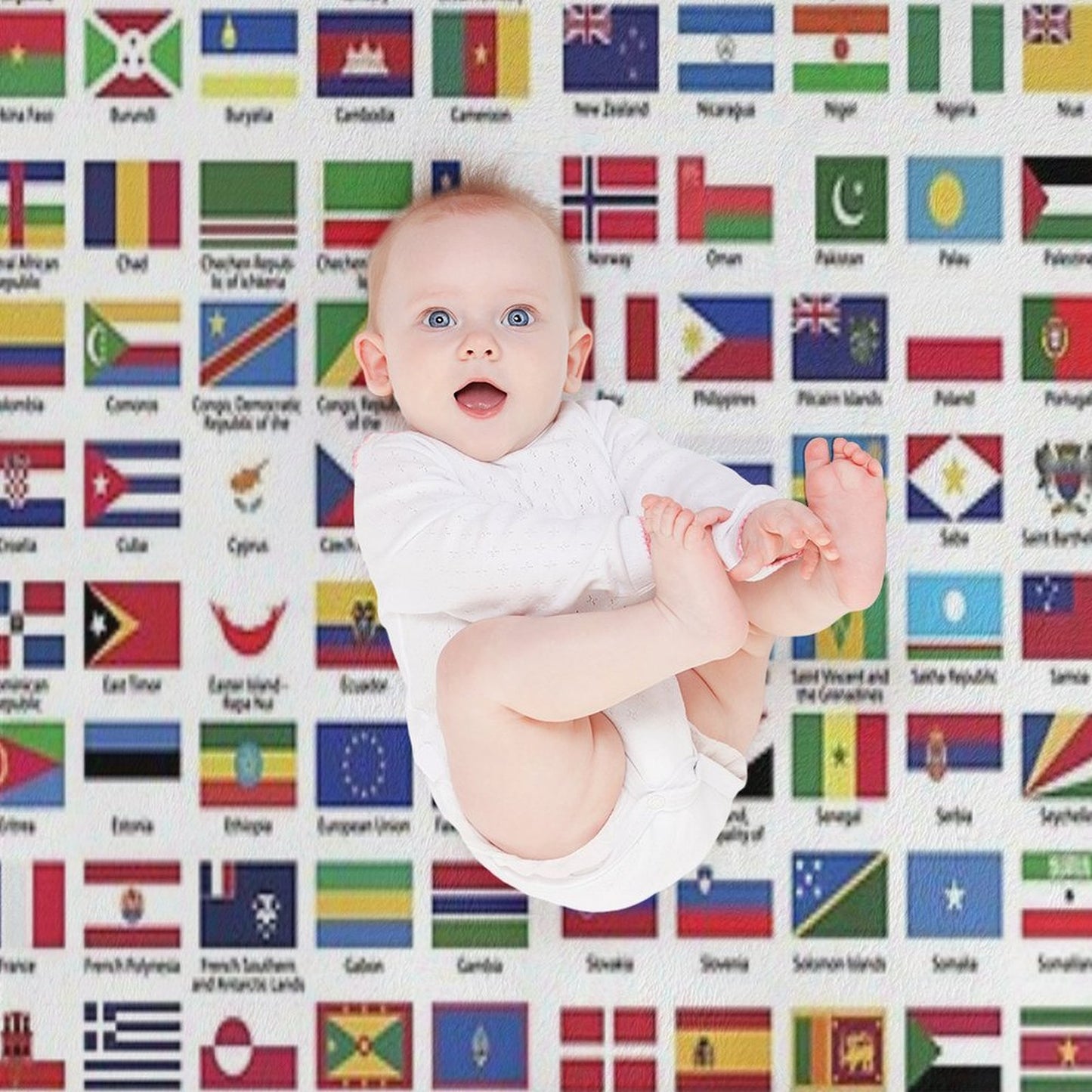 World Flags with Country Names Throw Blanket