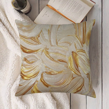 Cream & Gold Wet Paint Linen Throw Pillow Cover