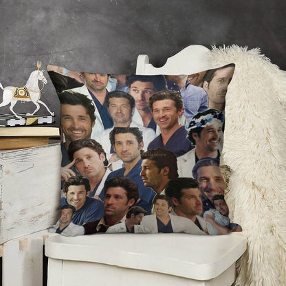 Patrick Dempsey Photo Collage Linen Throw Pillow Cover
