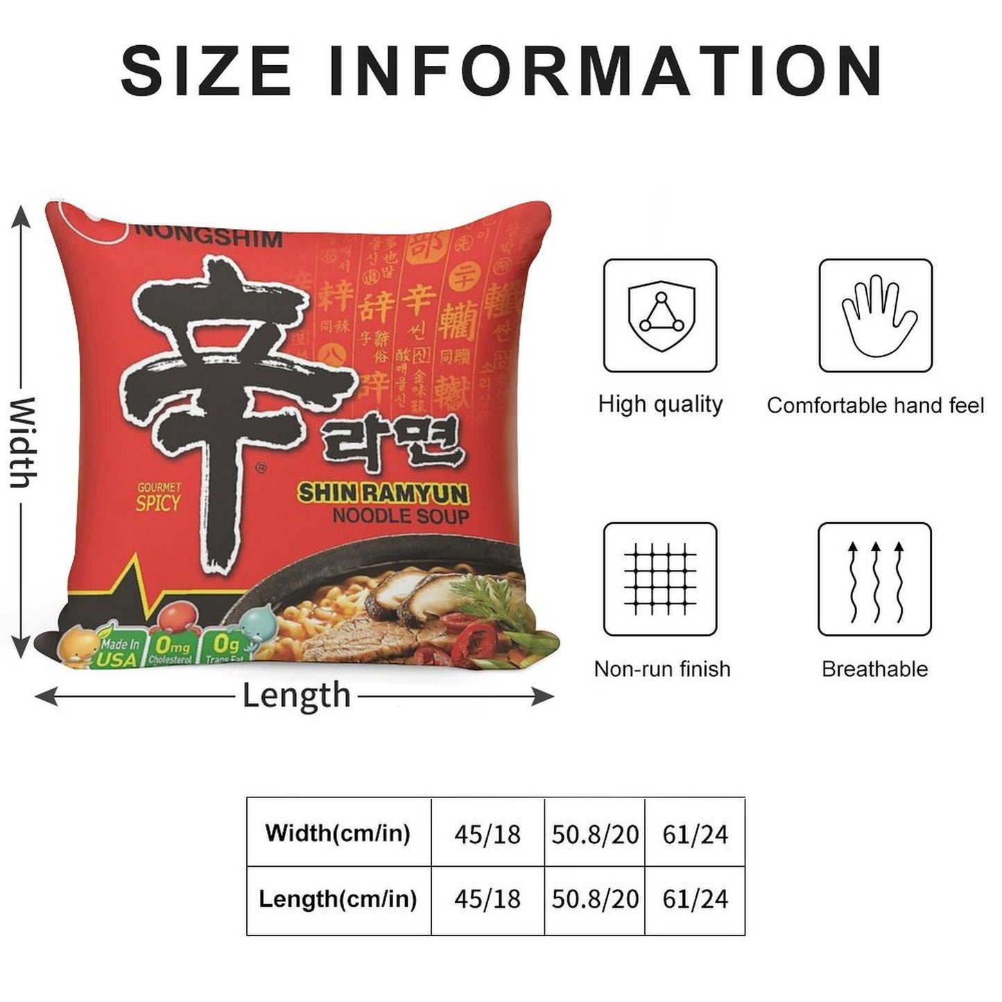 Nongshim Shin Ramyun (Spicy) Soft Ultra-Soft Texture Throw Pillow