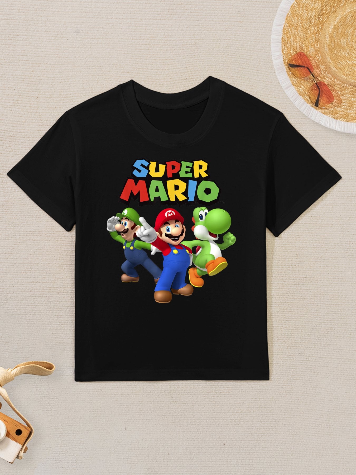 Super Mario Luigi Mario And Yoshi Group Shot Kids T-Shirt