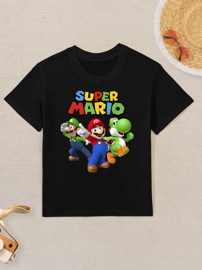 Super Mario Luigi Mario And Yoshi Group Shot Kids T-Shirt