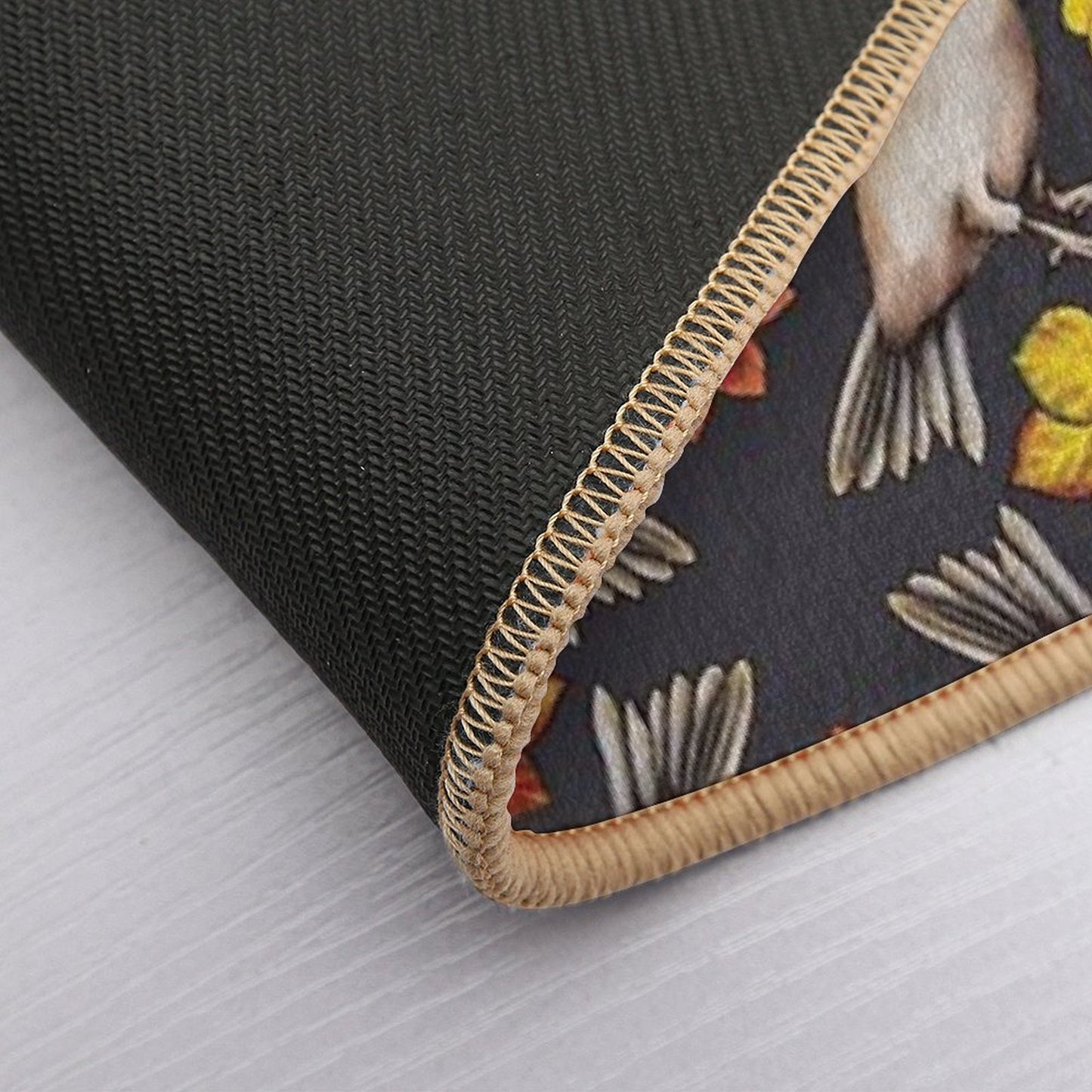 Autumn Sparrows with Flowers & Leaves Bath Mat