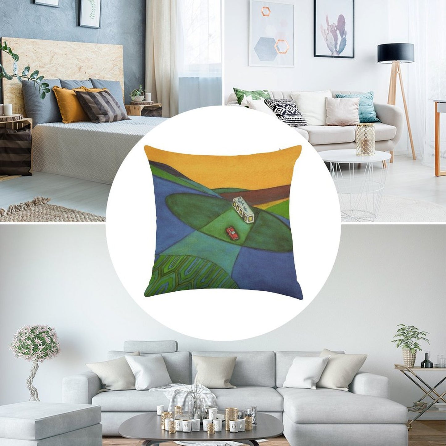 The Cafe on The Edge of The World Brand Pillow Linen Throw Pillow Cover