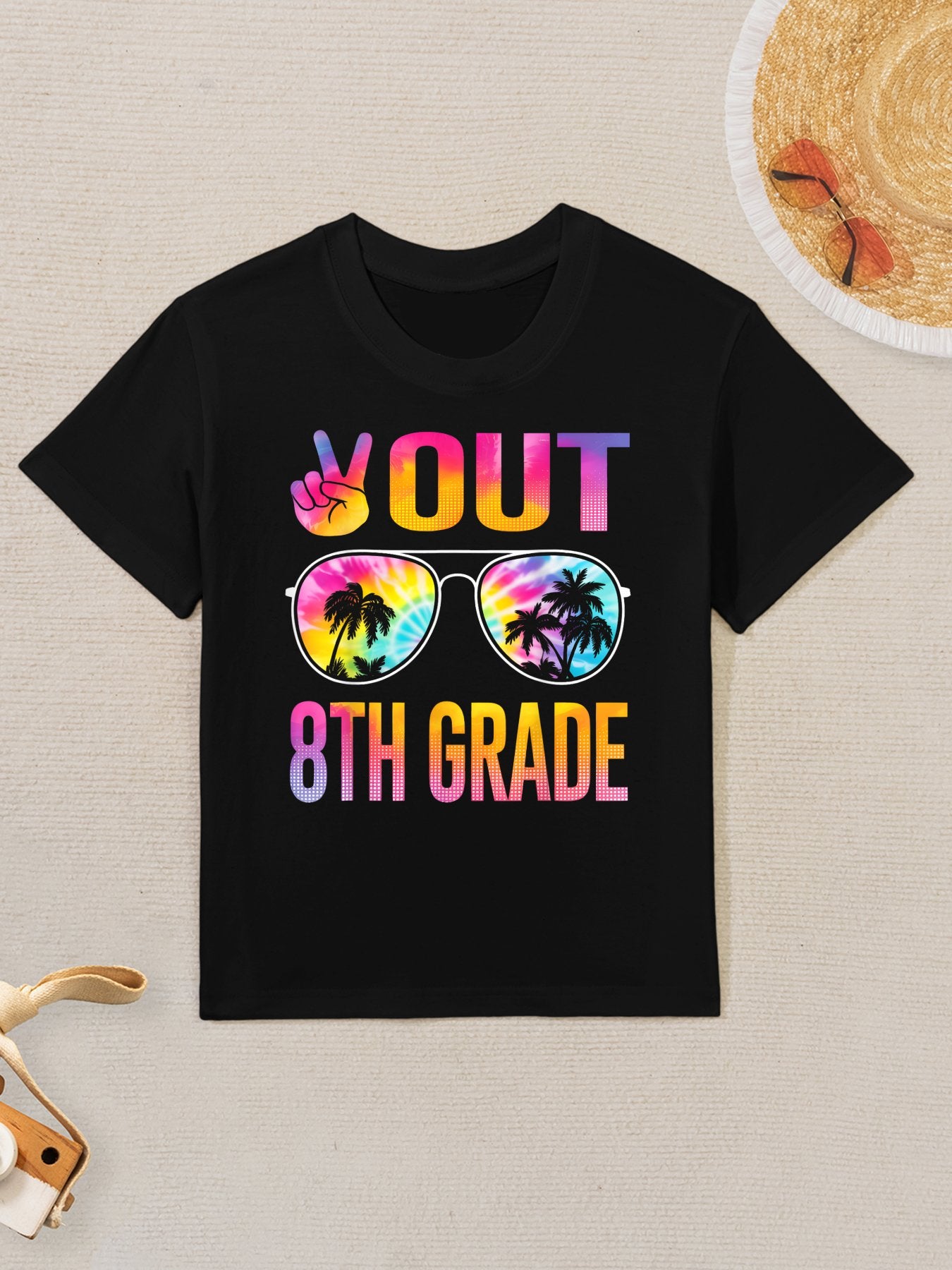 Peace Out 8th Grade Tie Dye Graduation Last Day Of School Kids T-Shirt
