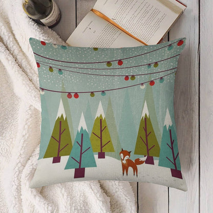 Winter Linen Throw Pillow Cover