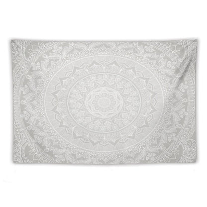 Mandala Soft Gray Tapestry