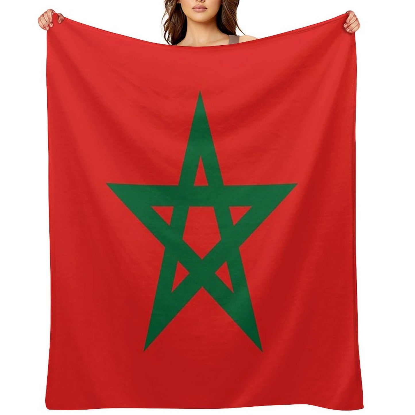 Green Star, Moors Flag-Proud to Be Moorish Throw Blanket