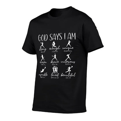 God Says I Am Bible Verse Religious Christian Softball Girls T-Shirt