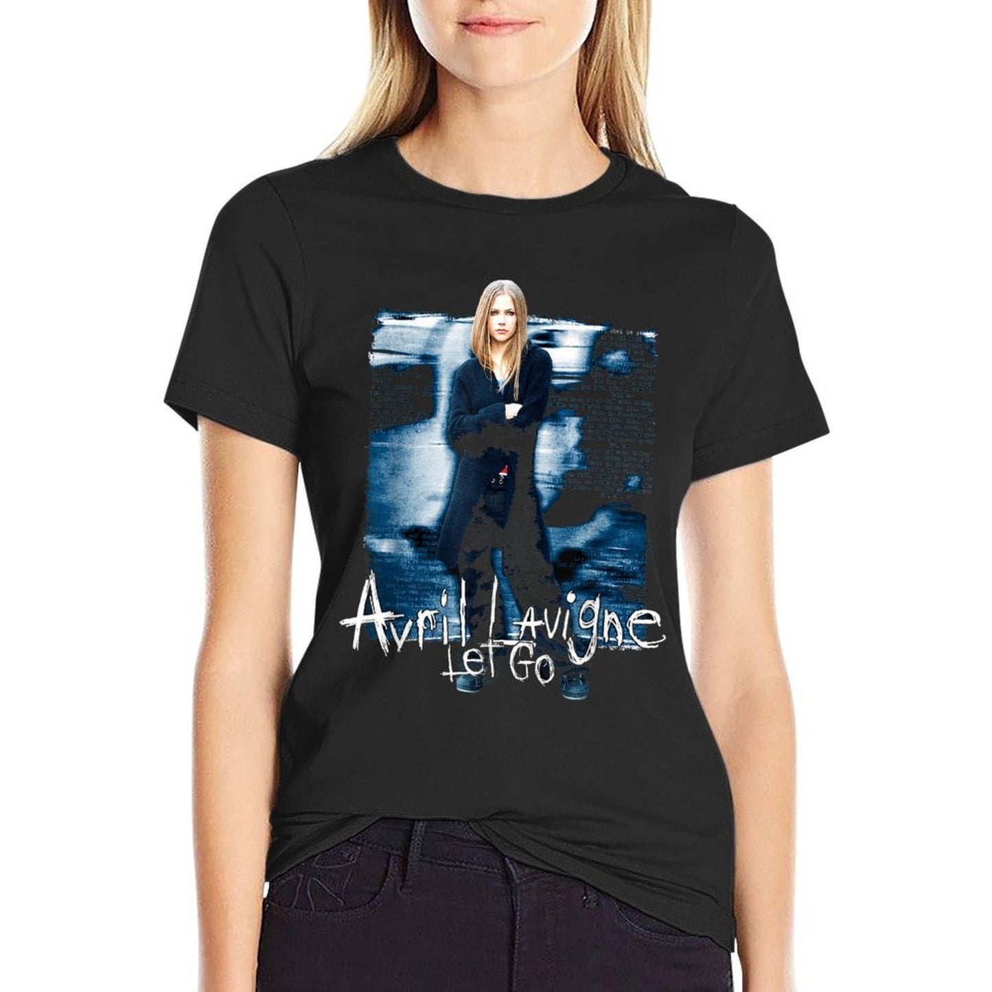 Avril Lavigne Official Let Go - Black, Unisex-Adults, Small,, Classic Fit, Cotton, Polyester  Slim-fit Cut T-Shirt