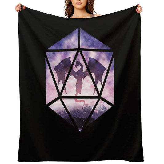 Purple Sky Dragon D20 Throw Blanket