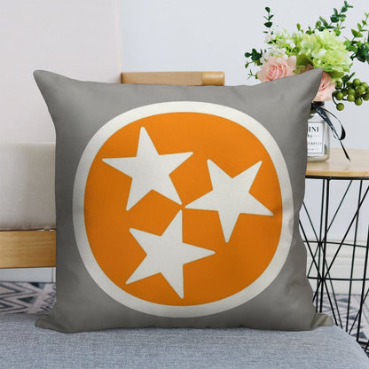 Orange & White Tri-Star Linen Throw Pillow Cover