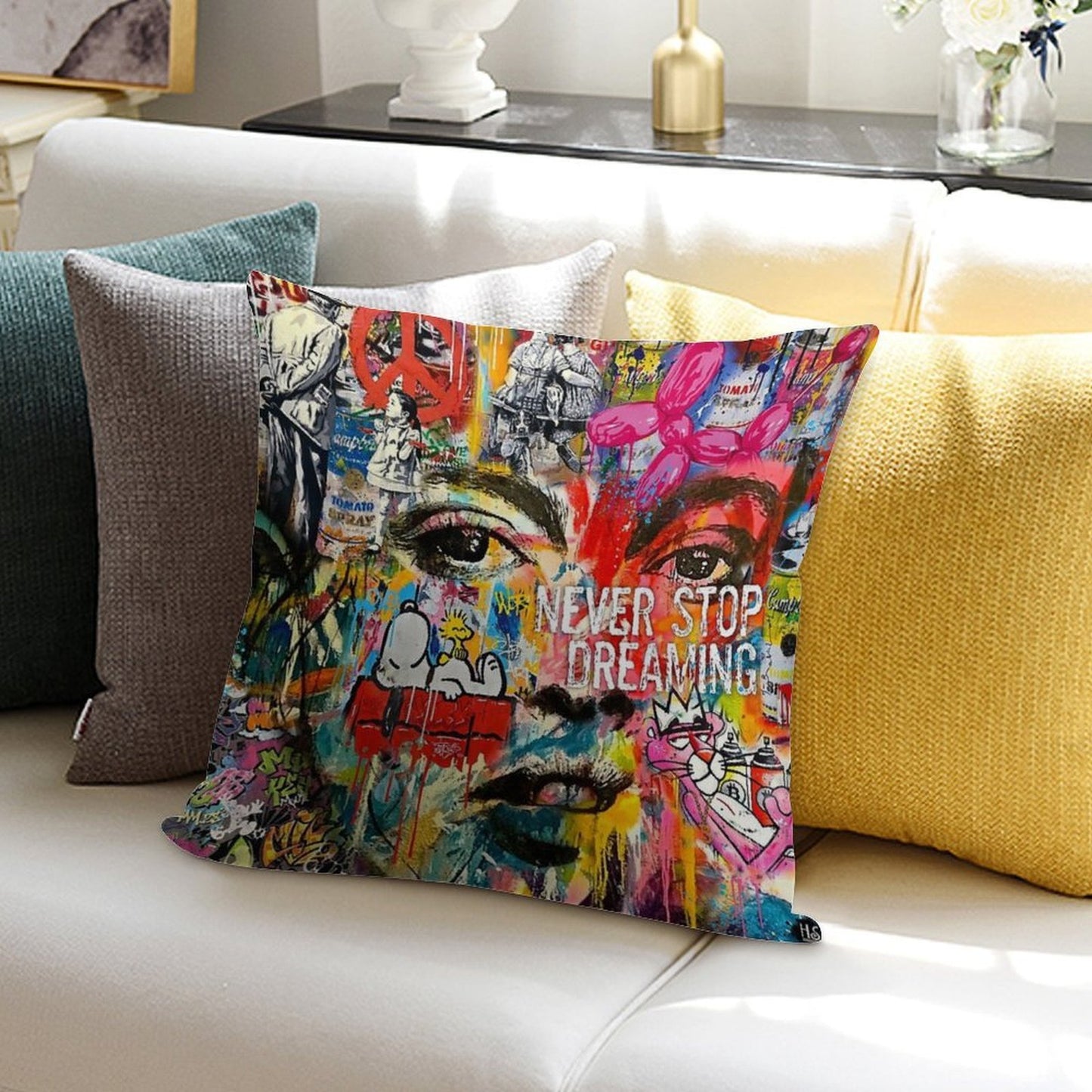 Banksy Inspired Pop Art Soft Warmth Comfort Throw Pillow