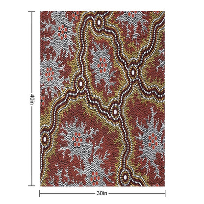 Authentic Aboriginal Art -  Mountains Throw Blanket