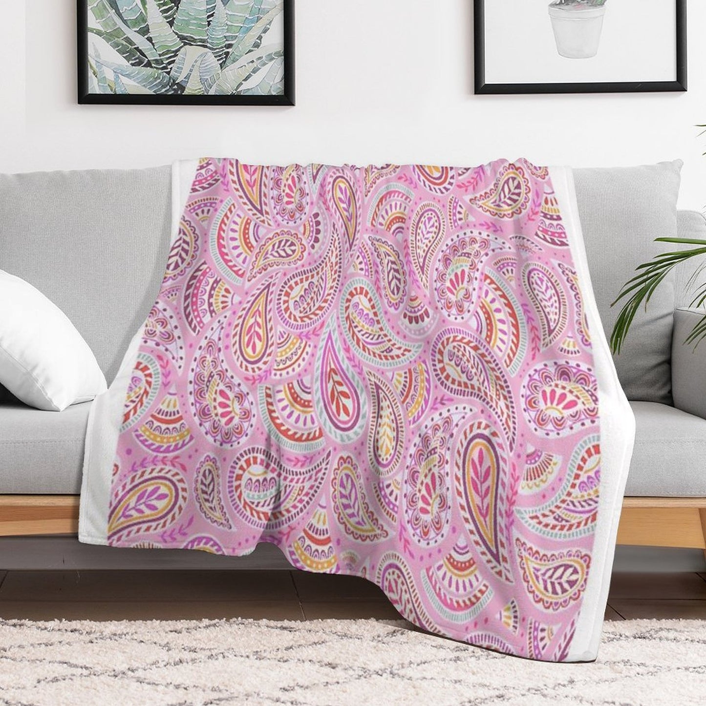 Pink Paisley Throw Blanket