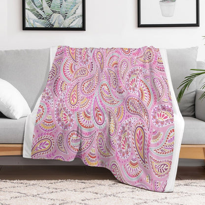 Pink Paisley Throw Blanket