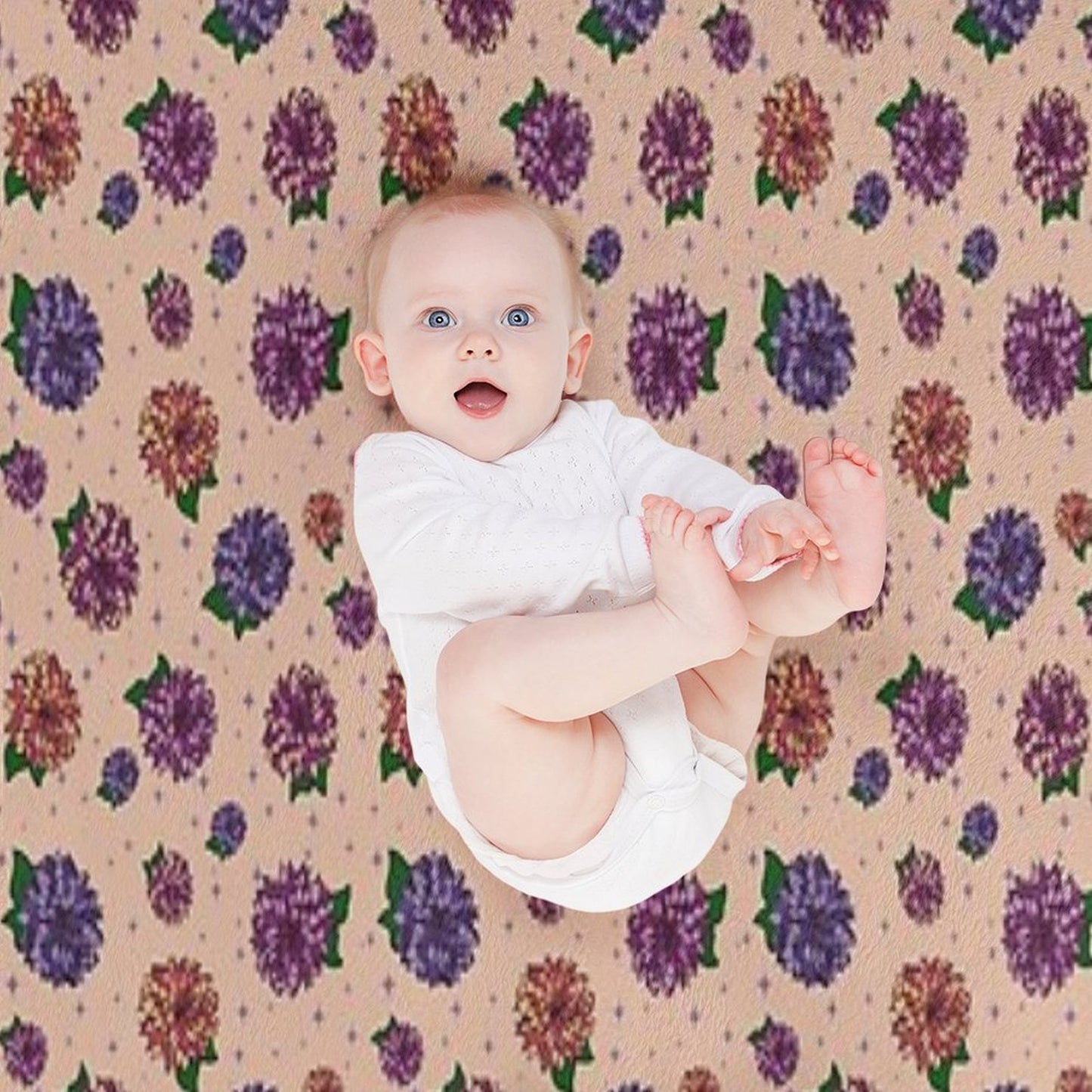 Dahlias Multicolored Peach Throw Blanket