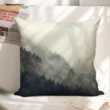 Forest Moon Linen Throw Pillow Cover