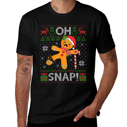 Gingerbread Man Oh Snap Christmas Cookie Funny Ugly Xmas  Rolled Sleeves T-Shirt