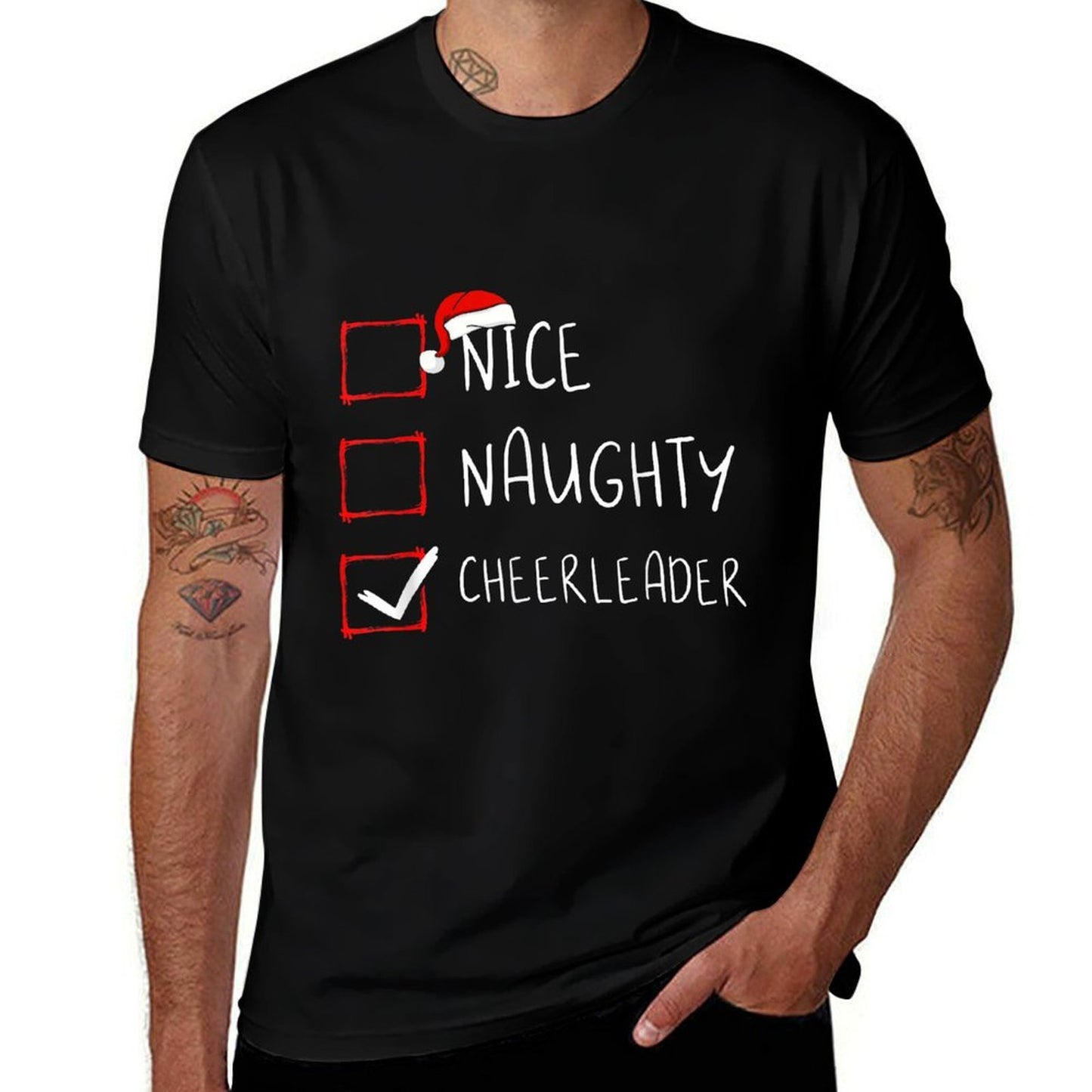 Nice Naughty Cheerleader List Christmas Santa Claus  Stretchy T-Shirt