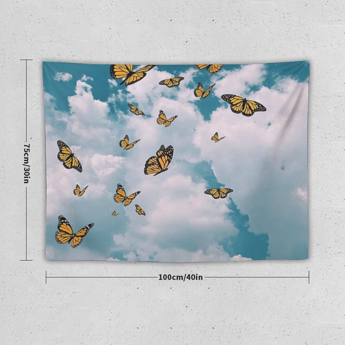 Monarch Butterflies Flying in The Sky (vintage)  - Photography And Illustration Tapestry