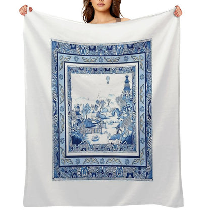 Blue Willow Double Frame Throw Blanket
