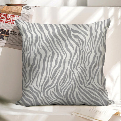 Stylish Grey Zebra Print Linen Throw Pillow Cover