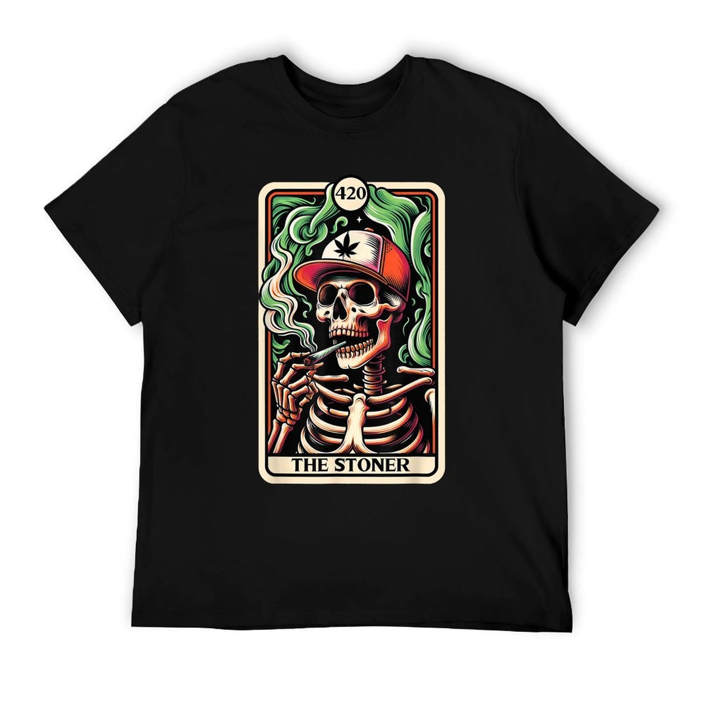 Tarot Card The Stoner Weed Lover Skeleton Cannabis 420 T-Shirt