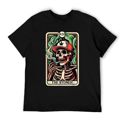 Tarot Card The Stoner Weed Lover Skeleton Cannabis 420 T-Shirt
