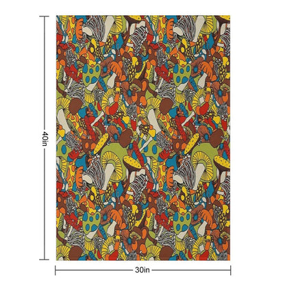 70s Psychedelic Mushroom Throw Blanket
