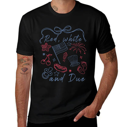 Red White And Due Funny 14th Of July Design  Summer-ready Fabric T-Shirt