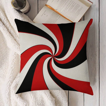 Red, Black And White Twist Design Linen Throw Pillow Cover