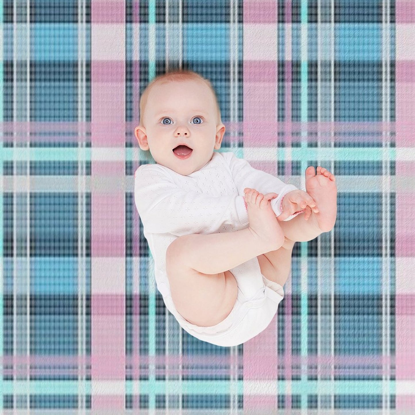 Trans Flag Pink, Blue And White Check Pattern Throw Blanket