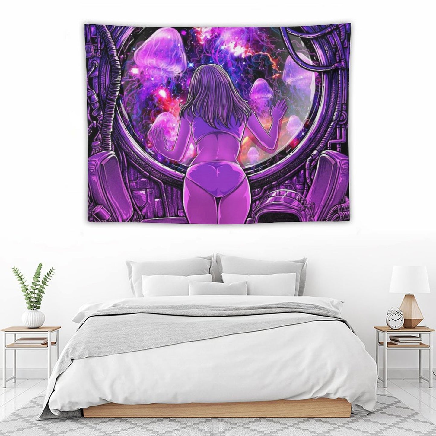 A Girl in Purple Room Tapestry