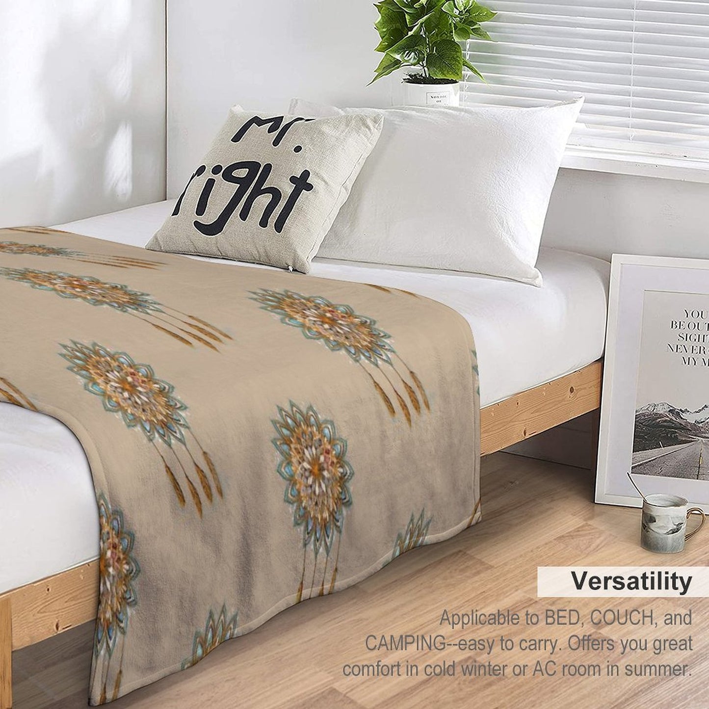 Golden Dreams Dreamcatcher Throw Blanket