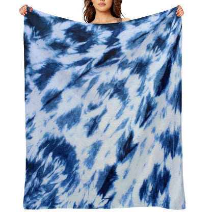 Shibori Indigo, Marbled, Tiedye Throw Blanket