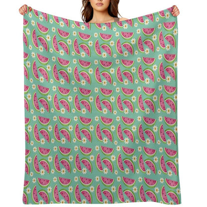 Watermelons And Daisies Throw Blanket
