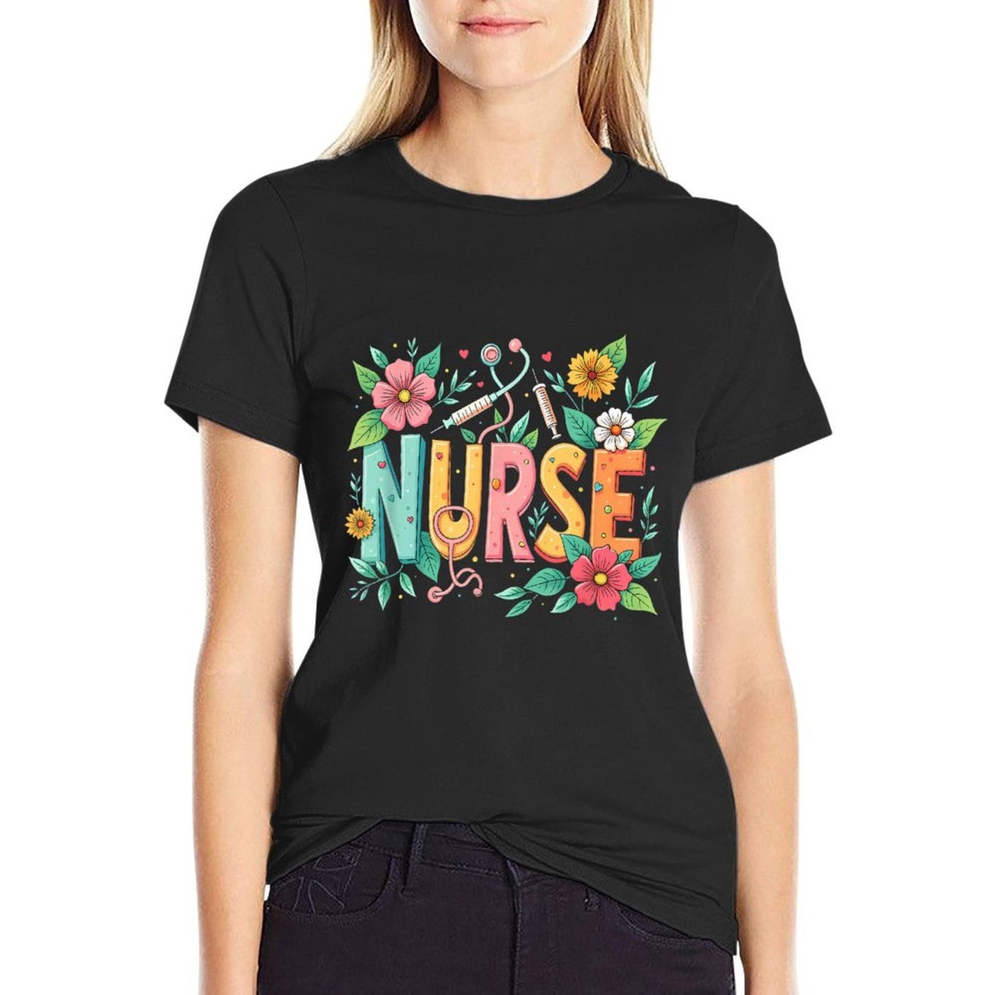 Cute Retro Groovy Nurse Flower Nursing 0CT9JL T-Shirt
