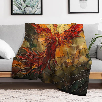 Glorious Phoenix Staine Glass Throw Blanket