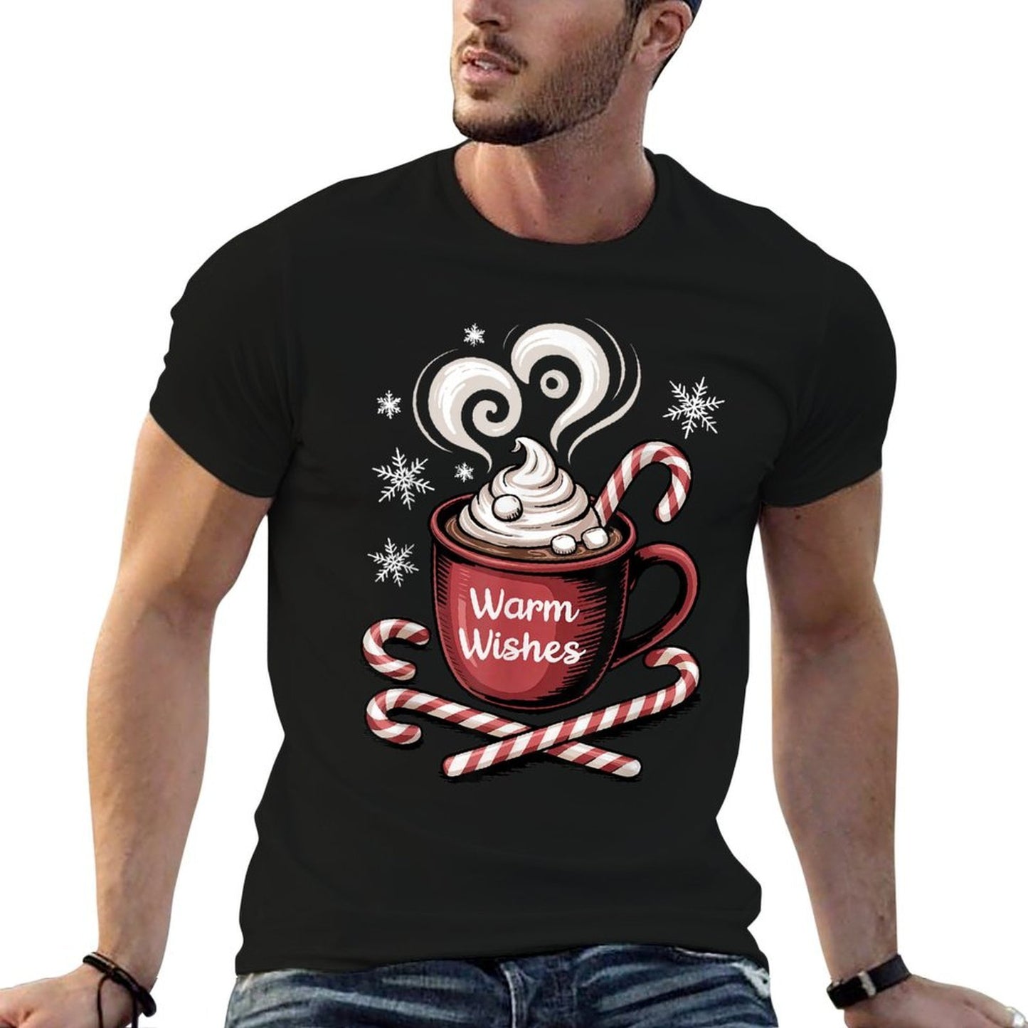 Warm Wishes Hot Cocoa Cozy Christmas Candy Hot Chocolate  Heathered Texture T-Shirt